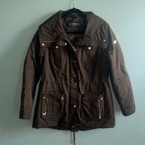 GUESS Women's Dark Brown/dark green Utility Jacket